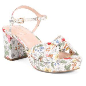 NWT BANDOLINO Women's Floral Heeled Platform Sandals 3' heel Size 7
